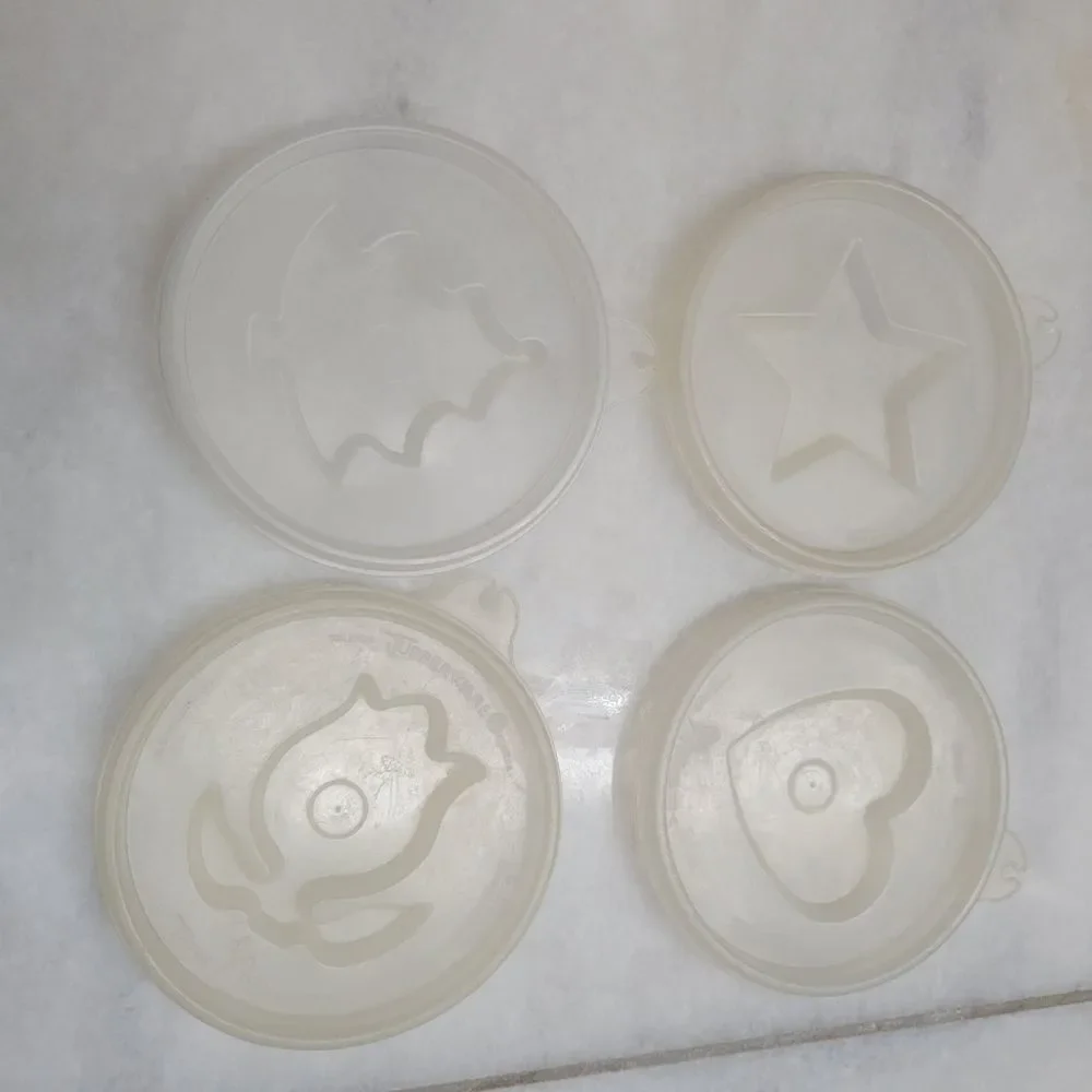 Vintage Tupperware Jel-N-Serve White Plastic Jello Mold w/ 4 Design Plates